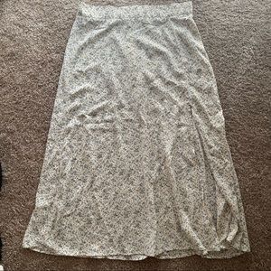 Floral Green Skirt With Slit